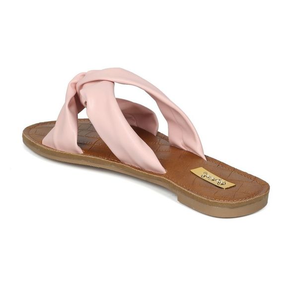Pink Slide Slip On Sandal 9 Knotted Vegan Leatherette Sandal NEW Women’s Shoes - Picture 4 of 6